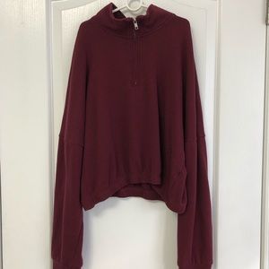 Burgundy Cropped Sweater From Garage